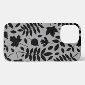 Fallen Leaves LG Pattern Zwart op Grijs iPhone Hoesje (Achterkant horizontaal)