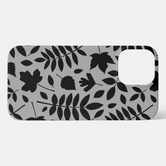 Fallen Leaves LG Pattern Zwart op Grijs iPhone Hoesje (Achterkant horizontaal)
