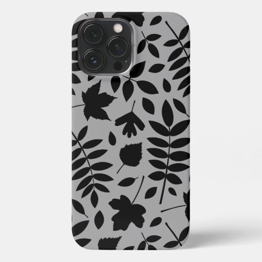 Fallen Leaves LG Pattern Zwart op Grijs iPhone Hoesje (Achterkant)