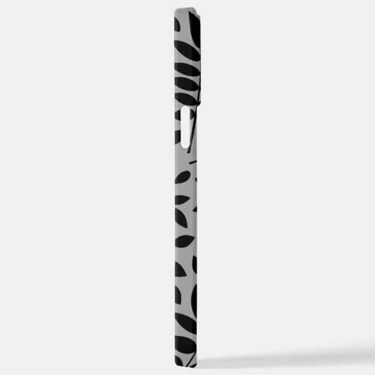 Fallen Leaves LG Pattern Zwart op Grijs iPhone Hoesje (Rechterkant)