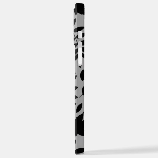 Fallen Leaves LG Pattern Zwart op Grijs iPhone Hoesje (Linkerkant)