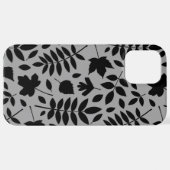 Fallen Leaves LG Pattern Zwart op Grijs iPhone Hoesje (Achterkant horizontaal)
