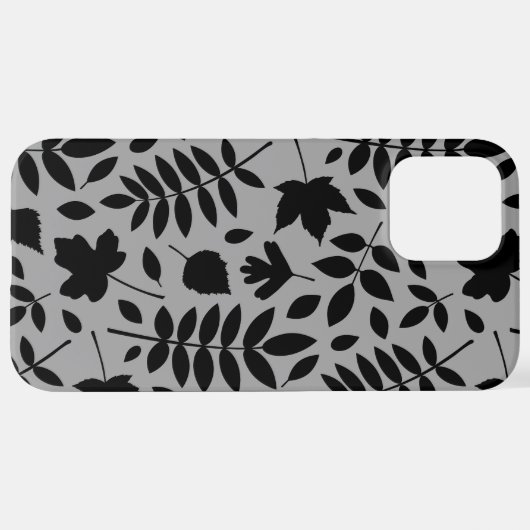 Fallen Leaves LG Pattern Zwart op Grijs iPhone Hoesje (Achterkant horizontaal)