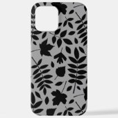 Fallen Leaves LG Pattern Zwart op Grijs iPhone Hoesje (Achterkant)