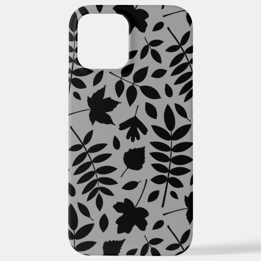 Fallen Leaves LG Pattern Zwart op Grijs iPhone Hoesje (Achterkant)