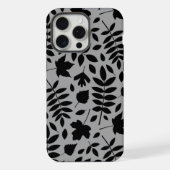 Fallen Leaves LG Pattern Zwart op Grijs iPhone Hoesje (Achterkant)