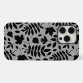Fallen Leaves LG Pattern Zwart op Grijs iPhone Hoesje (Achterkant horizontaal)