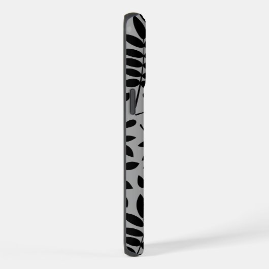 Fallen Leaves LG Pattern Zwart op Grijs iPhone Hoesje (Rechterkant)