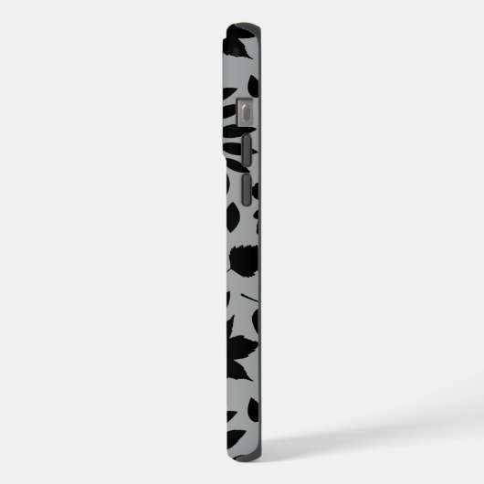 Fallen Leaves LG Pattern Zwart op Grijs iPhone Hoesje (Linkerkant)