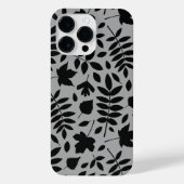Fallen Leaves LG Pattern Zwart op Grijs iPhone Hoesje (Achterkant)