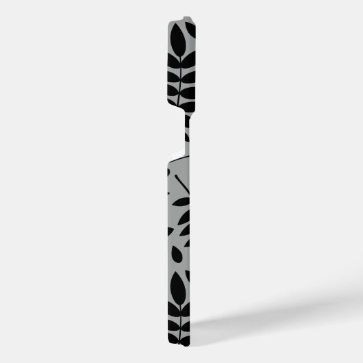 Fallen Leaves LG Pattern Zwart op Grijs iPhone Hoesje (Rechterkant)