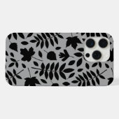 Fallen Leaves LG Pattern Zwart op Grijs iPhone Hoesje (Achterkant horizontaal)