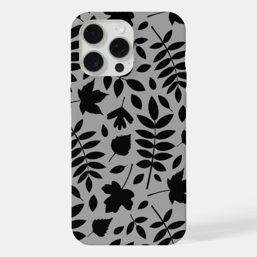 Fallen Leaves LG Pattern Zwart op Grijs iPhone Hoesje (Achterkant)