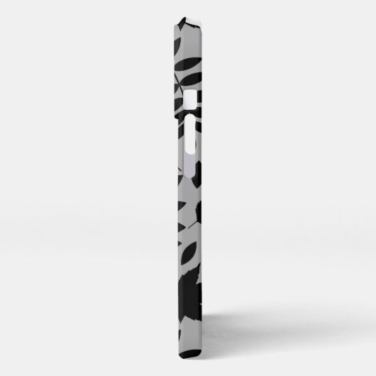 Fallen Leaves LG Pattern Zwart op Grijs iPhone Hoesje (Linkerkant)