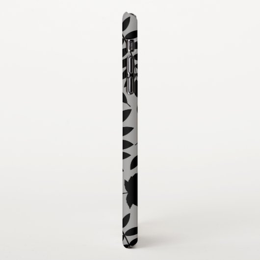 Fallen Leaves LG Pattern Zwart op Grijs iPhone Hoesje (Linkerkant)