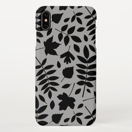 Fallen Leaves LG Pattern Zwart op Grijs iPhone Hoesje (Achterkant)