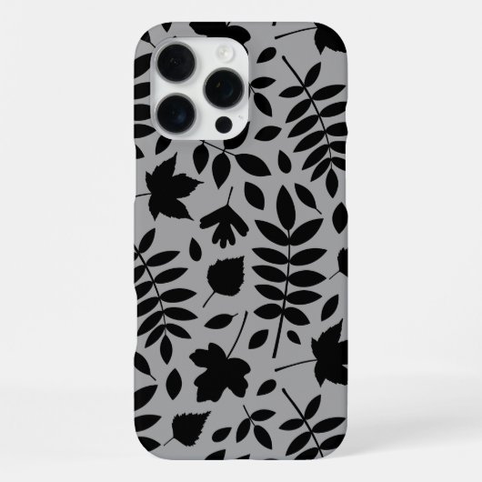 Fallen Leaves LG Pattern Zwart op Grijs iPhone Hoesje (Achterkant)