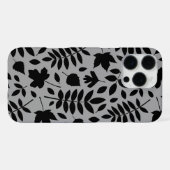 Fallen Leaves LG Pattern Zwart op Grijs iPhone Hoesje (Achterkant horizontaal)