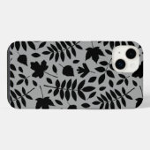 Fallen Leaves LG Pattern Zwart op Grijs iPhone Hoesje (Achterkant horizontaal)