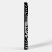 Fallen Leaves LG Pattern Zwart op Grijs iPhone Hoesje (Rechterkant)