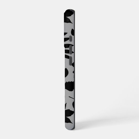 Fallen Leaves LG Pattern Zwart op Grijs iPhone Hoesje (Linkerkant)