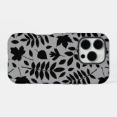 Fallen Leaves LG Pattern Zwart op Grijs iPhone Hoesje (Achterkant horizontaal)