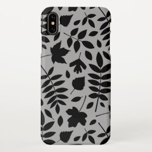 Fallen Leaves LG Pattern Zwart op Grijs iPhone XS Max Hoesje