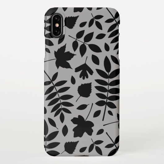Fallen Leaves LG Pattern Zwart op Grijs iPhone Hoesje (Achterkant)
