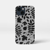 Fallen Leaves LG Pattern Zwart op Grijs iPhone Hoesje (Achterkant)