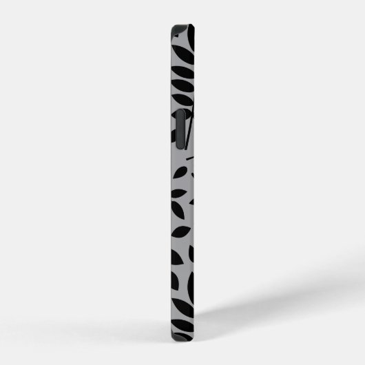 Fallen Leaves LG Pattern Zwart op Grijs iPhone Hoesje (Rechterkant)