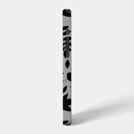 Fallen Leaves LG Pattern Zwart op Grijs iPhone Hoesje (Linkerkant)