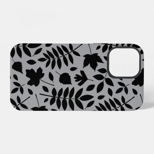 Fallen Leaves LG Pattern Zwart op Grijs iPhone Hoesje (Achterkant horizontaal)