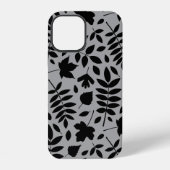 Fallen Leaves LG Pattern Zwart op Grijs iPhone Hoesje (Achterkant)
