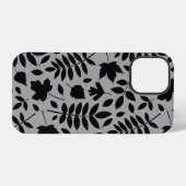 Fallen Leaves LG Pattern Zwart op Grijs iPhone Hoesje (Achterkant horizontaal)