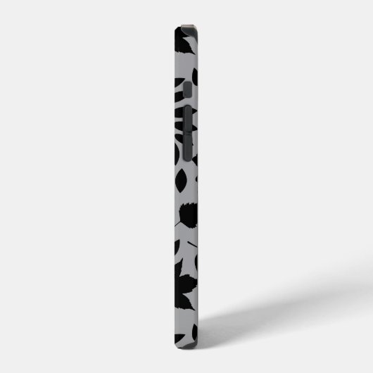 Fallen Leaves LG Pattern Zwart op Grijs iPhone Hoesje (Linkerkant)