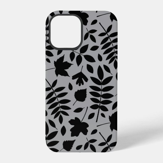 Fallen Leaves LG Pattern Zwart op Grijs iPhone Hoesje (Achterkant)
