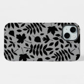 Fallen Leaves LG Pattern Zwart op Grijs iPhone Hoesje (Achterkant horizontaal)
