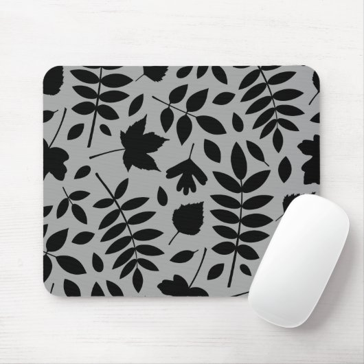 Fallen Leaves LG Pattern Zwart op Grijs Muismat (Met muis)