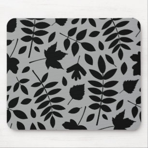 Fallen Leaves LG Pattern Zwart op Grijs Muismat