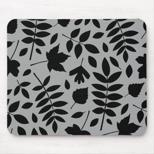 Fallen Leaves LG Pattern Zwart op Grijs Muismat (Voorkant)