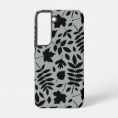 Fallen Leaves LG Pattern Zwart op Grijs Samsung Galaxy Hoesje (Achterkant)