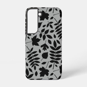 Fallen Leaves LG Pattern Zwart op Grijs Samsung Galaxy Hoesje