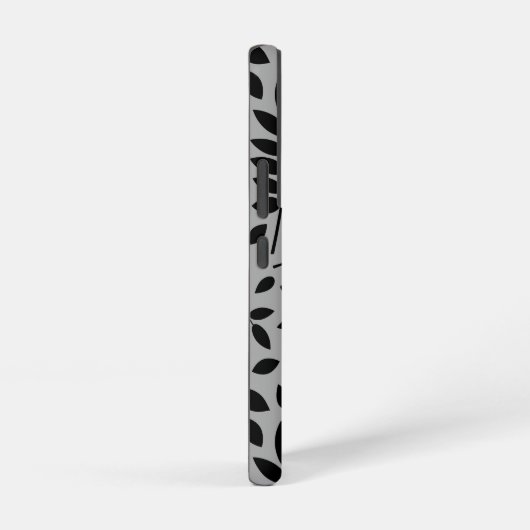 Fallen Leaves LG Pattern Zwart op Grijs Samsung Galaxy Hoesje (Rechterkant)