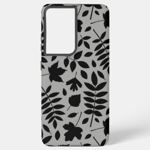 Fallen Leaves LG Pattern Zwart op Grijs Samsung Galaxy Hoesje