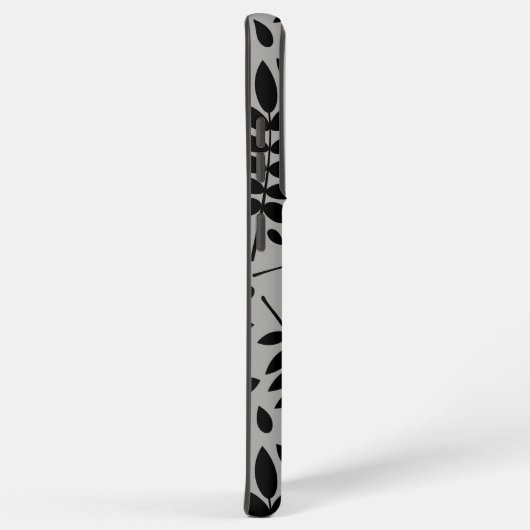 Fallen Leaves LG Pattern Zwart op Grijs Samsung Galaxy Hoesje (Rechterkant)