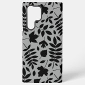 Fallen Leaves LG Pattern Zwart op Grijs Samsung Galaxy Hoesje (Achterkant)