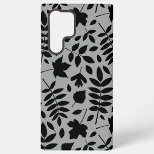 Fallen Leaves LG Pattern Zwart op Grijs Samsung Galaxy Hoesje
