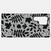 Fallen Leaves LG Pattern Zwart op Grijs Samsung Galaxy Hoesje (Achterkant horizontaal)