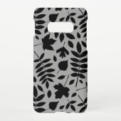 Fallen Leaves LG Pattern Zwart op Grijs Samsung Galaxy Hoesje (Achterkant)