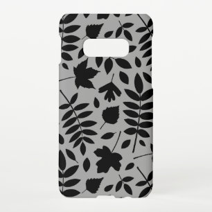 Fallen Leaves LG Pattern Zwart op Grijs Samsung Galaxy S10E Hoesje